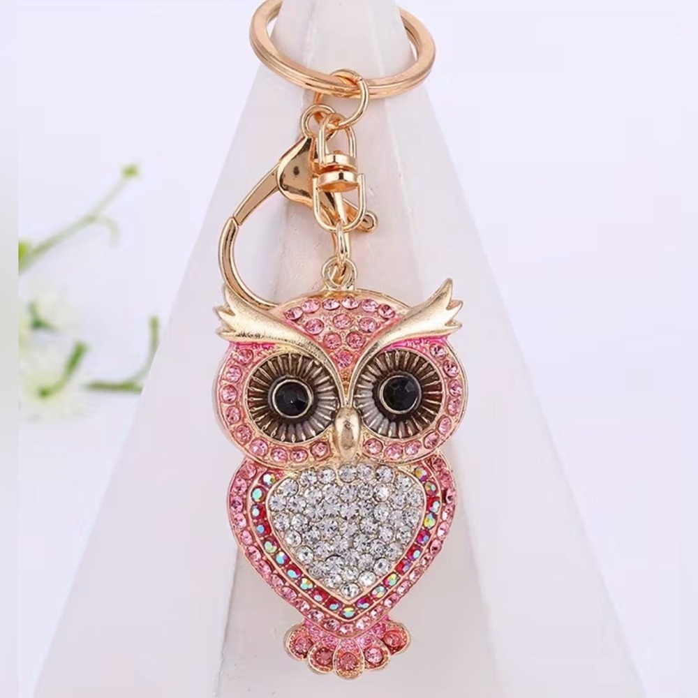 Owl Sparkling Crystal Bag/Key Charm